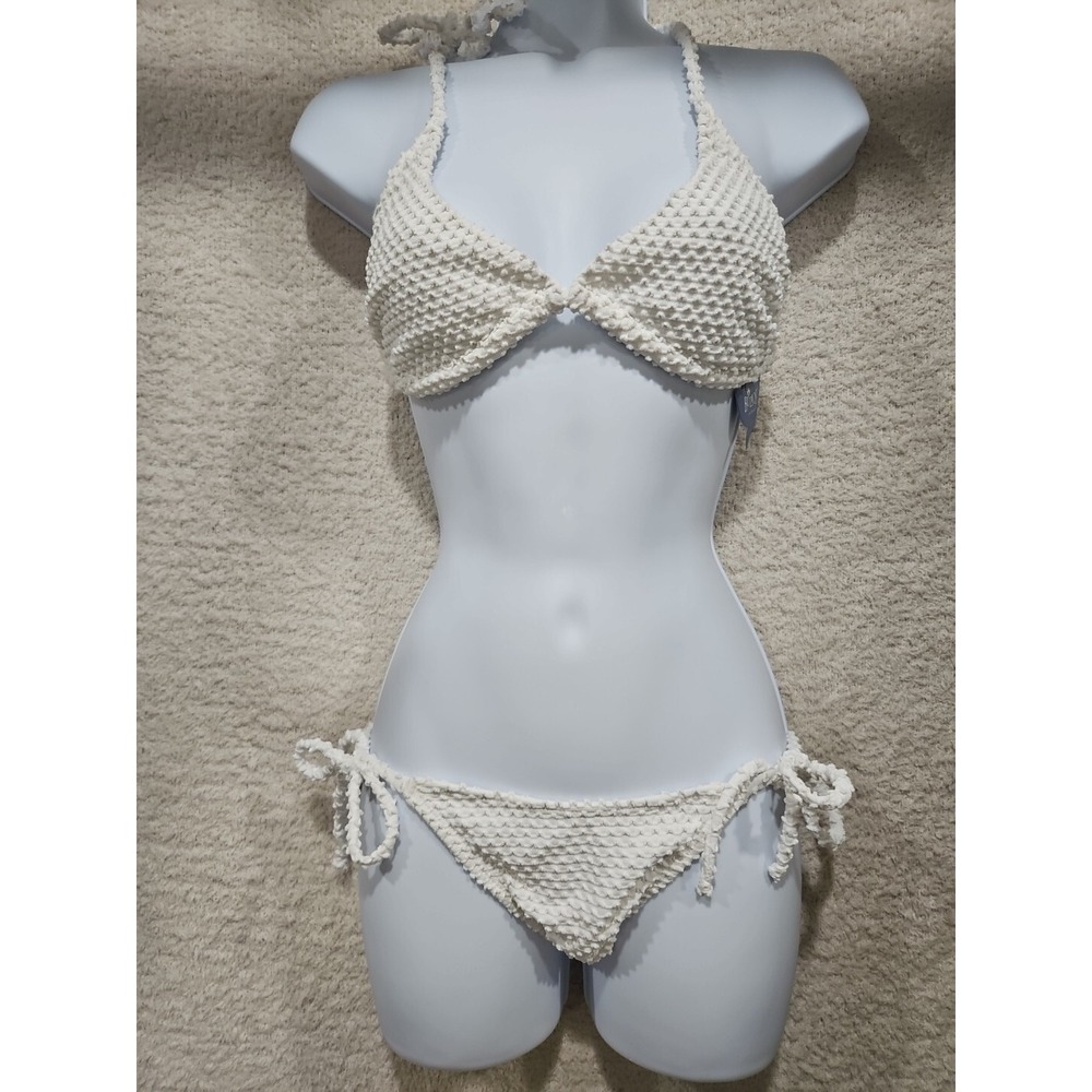SWIM BATHING Suit Bikini Two Pc New with Tags Buzios Brazil MedTextured  White